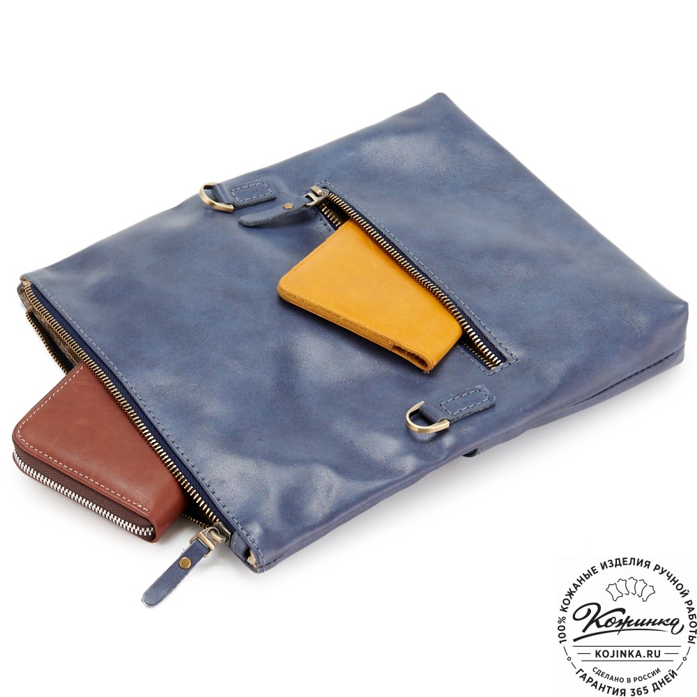 Кожаный клатч "Молли" (синий)